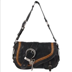 DIOR VTG EUC CHRISTIAN Rare Gaucho Old Silver Hardware Mid Sling Saddle Bag